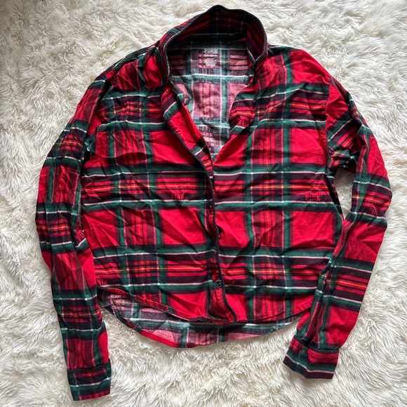 PINK Victoria's Secret Tops - PINK Victoria's Secret Red Plaid Button Down Pajama Top
